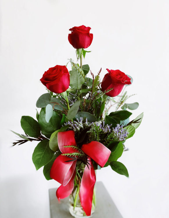 3 Fresh Roses 3 Red Roses - GENESEE