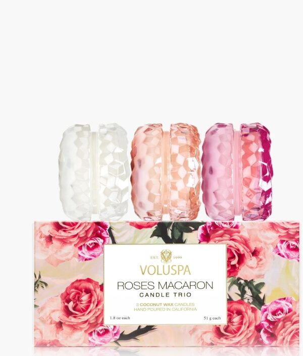 Voluspa Roses Collection Macaron Candle Trio Gift Set